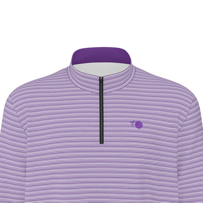 Frog Town Striped Men's Quarter Zip Pullover