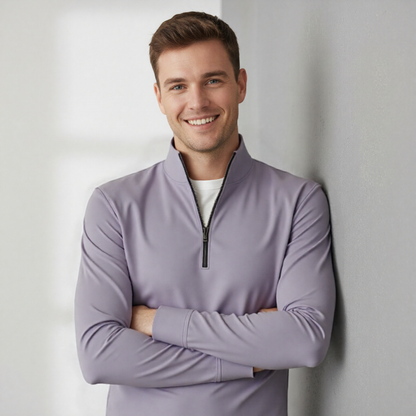 Heather Dusk Quarter Zip Sweater